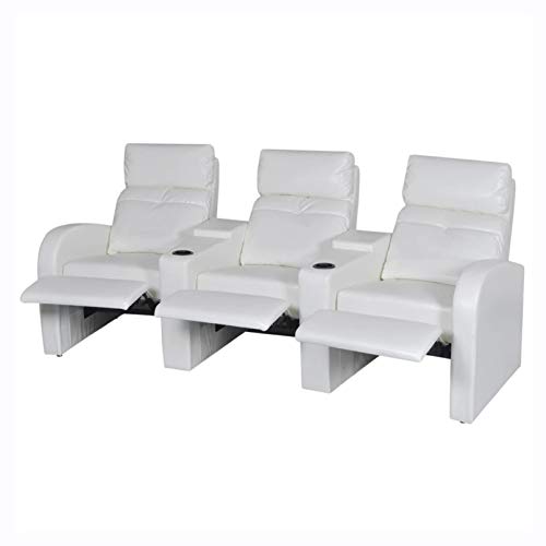 Arm Chair, Recliner & Sleeper Chair, Artificial Leather Home Cinema Recliner Reclining Sofa 3-seat White