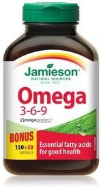 Jamieson Omega 3-6-9, 1200mg, 200 softgels Bonus