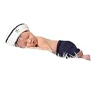 Pinbo Newborn Baby Photo Prop Crochet Knitted Sailor Navy Anchor Hat Pants