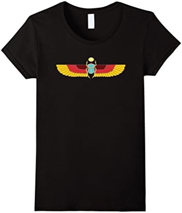 Womens Scarab Egyptian Graphic T-Shirt, Ancient Beetle Sun Symbol XL Black