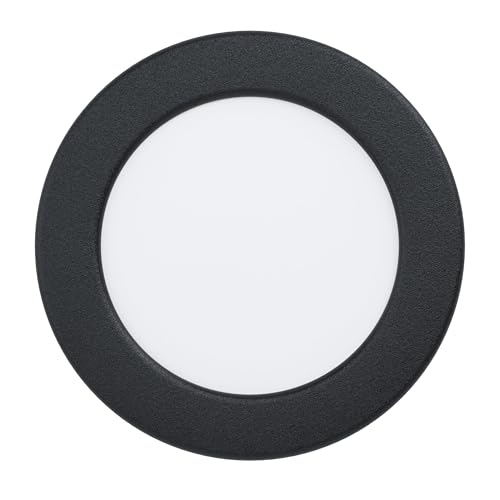 Eglo LED empotrable Fueva 5, Ø 11,7 cm, foco LED de acero con superficie de luz de plástico, empotrable en negro o blanco, diseño plano, profundidad 26 mm, luz neutra blanca