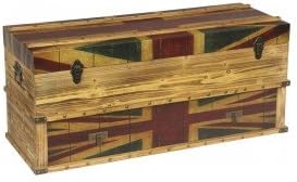 DOWNTON INTERIORS Vintage Style Union Jack London Britain Wooden Storage Chest Trunk Blanket Box (TORB-0406) ** Full Range of Matching UNION JACK Furniture is Available **