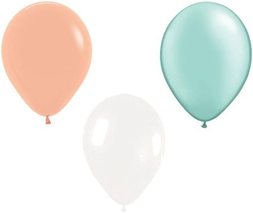 60-Count 10" Mixed Mint Green Peach White Latex Balloons Girl Baby Shower Birthday Hen Party Wedding Neutral Decoration