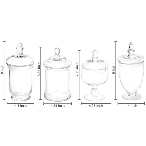 MyGift Set of 4 Glass Apothecary Jars Set, Clear Candy Jars with Lids Pricepulse