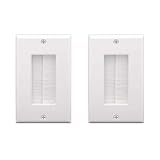 VCE 2-Pack Single Brush Wall Plate Cable Pass Through Insert for Wires, Single Gang Cable Access Strap, Wall Socket for HDTV, Home Theater Systems - White UL Listed