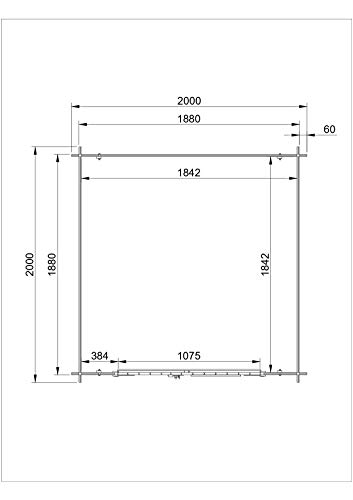TIMBELA M343E ABRI de Jardin en Bois Exterieur - Chalet en Pin/épicéa- H218 x 200 x 200 cm, 3.53 m² - EP. 19 mm