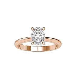 MRENITE 1ct 10K Rose Gold Solitaire Oval Cut