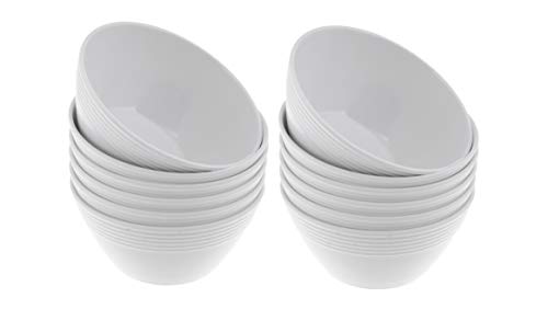 Handi-Ware Bulk Multi-Pack Melamine Blend 6" Wave Rim Round Bowls - Break-Resistant - Indoor/Outdoor Party Bowls - Large Gatherings - by Unity (12, White)