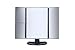 Makeup Vanity Mirror - LED lighted - By King Kosmetics, Magnification (2x,3x), Black Large Trifold Cosmetic Mirror with 21 LED Lights & 180° Adjustable Rotation, Dual Power Supply
