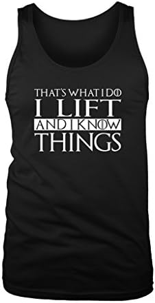 LOGOPOP Men's I Lift and I Know Things Tank Top, L, Black