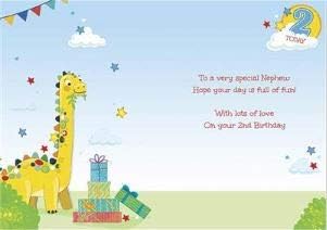 Jelly Beans 2nd Birthday Card for Nephew, Age 2 Dinosaur & Presents Design - Image 3