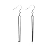 Minimalist 925 Sterling Silver Plated Long Bar Dangle Drop Earrings for Women Elegant Dangling Hypoallergenic
