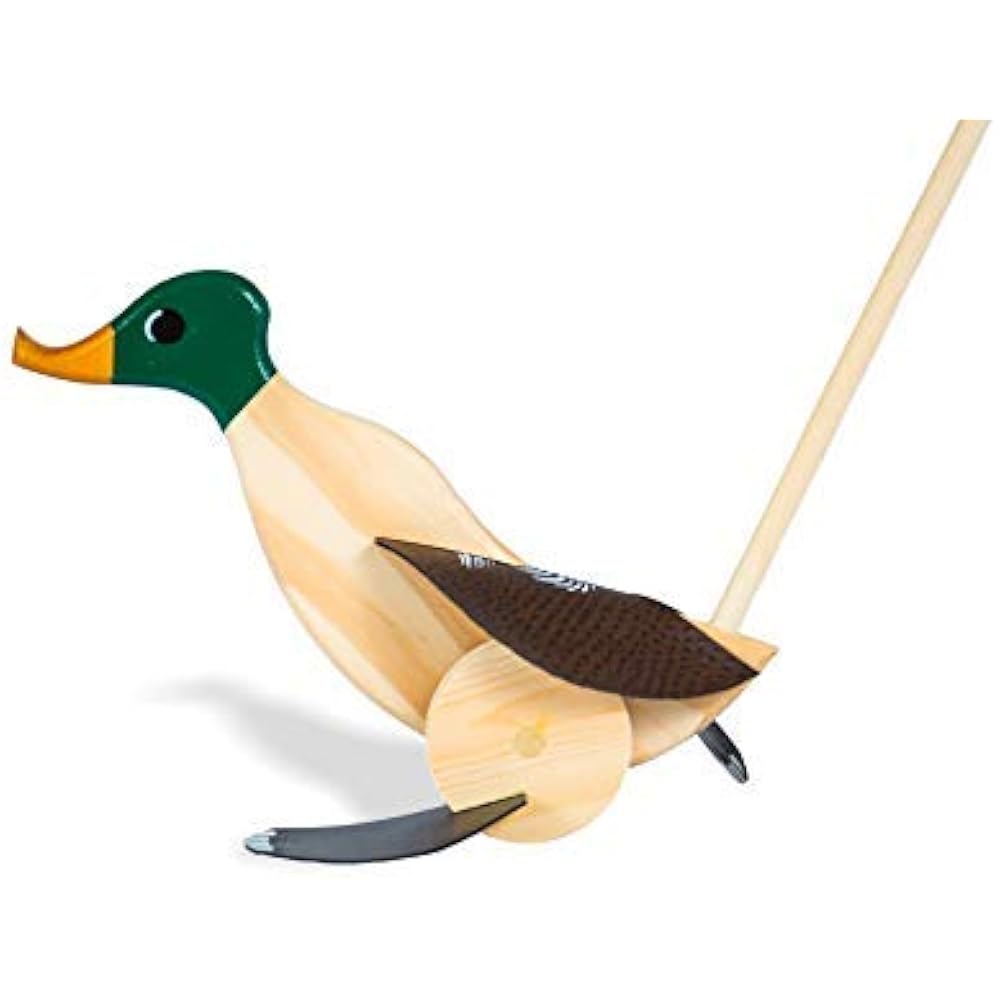 Wooden Push Pull Activity Walking Toy Duck (Dark Green) Toddlers 18