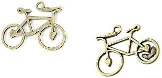10 PCS Ancient Antique Bronze Fashion Jewelry Making Crafting Charms Findings Bulk for Bracelet Necklace Pendant Retro Accessoires Lots Vintage UBC08 Heart Bicycle Bike