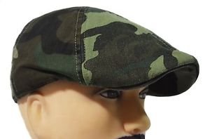 Green 100% Cotton Camouflage Duckbill Ivy Pub Hat Driving Cabbie Golf Camo Cap