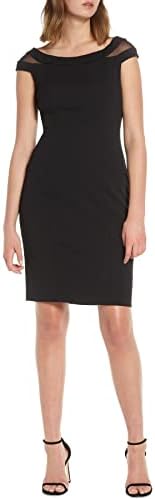 calvin klein black dress with gold buttons Calvin Klein Women's Shift Dress W/Gold Hardware, Black, 2 at Amazon  Women's Clothing store