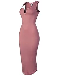 Diseño de Olivia Vestido ajustado sin mangas con cuello dividido y sin mangas sexy para mujer