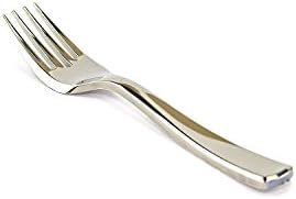 Cake fork plastic disposable Strong Silver 6 cm Pack of 50
