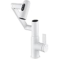 Lefton Rotatable Bathroom Faucet with Temperature Display in Fahrenheit (Batteries-Free), 3 Water Outlet Modes, White, BF2204-4