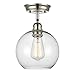 WILDSOUL Lighting 60011PN 1-Light Globe Glass Semi Flush Mount, Modern and Industrial Sloped Ceiling Compatible Entry Hallway Kitchen Ceiling Light Fixture, Polished Nickel Finish, 7-7/8