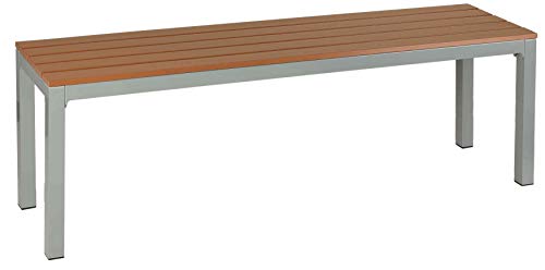 Cortesi Home CH-DB700111 Kamdyn arge Aluminum Outdoor Bench in Resin Wood, 55", Silver/Teak