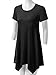 URBANCLEO Womens Short Sleeve Round Neck Tunic Top Long T-Shirt Black XLarge