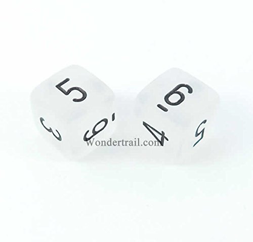 WCXPF0601E2 Clear Frosted D6 Dice 2pc Black Numbers Aprox 16mm