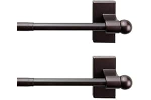 A&F Rod Décor - Magnetic Curtain Rod, 28-48 inch - Cocoa (Set of 2)