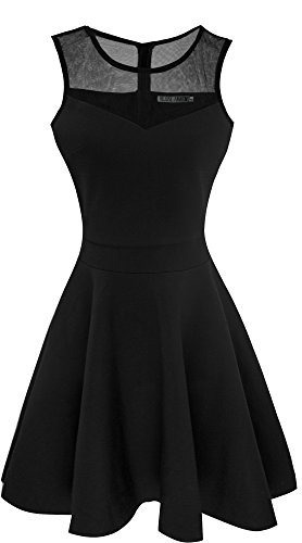 Heloise Women s A-Line Sleeveless Pleated Little Black Cocktail Party Dress (S, Black)