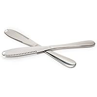 Dhrbsx 2 Piece Butter knife, Food Grade 403 Stainless steel with Serrated Edge and Shredding Slots, Cream Scraper, Bread Splitter, Multi-Function