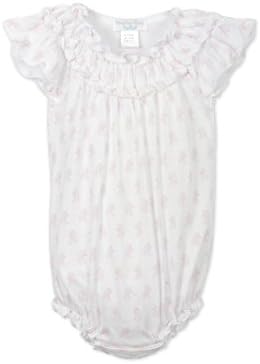 Feather Baby Girls Clothes Pima Cotton Short Sleeve Ruched Sunsuit Bubble Bodysuit