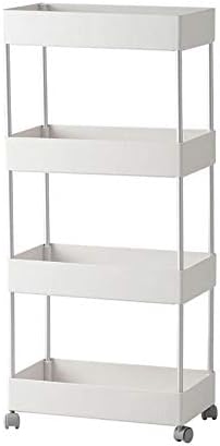 KINGBERWI 4-Tier Rolling Utility Cart Mobile Standing Storage Shelf Organizer, White
