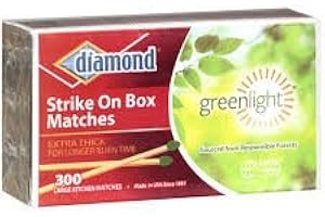 Diamond Wooden Matches, Kitchen Matches, Strike on Box Matches, 5 Boxes of 300 in each box for a total of 1,500 matches, Extra Thick for longer burn time.