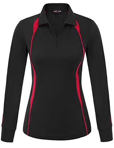 Women's Ventilated Long Sleeve Quick Dry Horse Riding Sun Shirts(L,Black 2002)