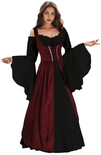 Vestido Renacentista Medieval Para Mujer – Disfraz De Bruja, Gótico, Victoriano Para Halloween Y Fiestas Temáticas
