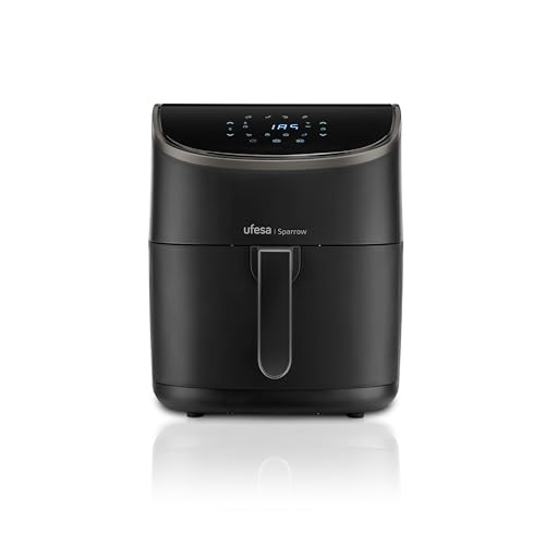 Sparrow Freidora Aire 6 litros, Air Fryer 8 Programas, 1700 W, Digital, Temporizador, Temperatura 80ºC - 200ºC, Sin BPA ni PFOA, Freidoras de Aire con Cubeta y Bandeja Anti-Adherentes