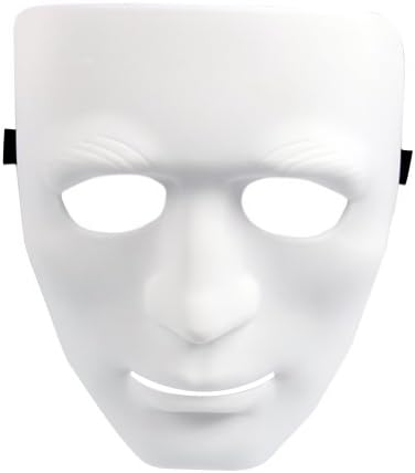 SharesweetCrew Full Face Plastic Plain Mask For Dance/Opera Costume Party Dance Hip Hop (White)