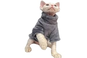 WQCXYHW Sphynx Hairless Cat Clothes Solid Soft Faux Fur Sweater Outfit Cute Pullover Autumn Winter Fashion Turtleneck Sphynx Clothes Kitten Cat Apparel (XXL(11-15lbs), Dark Gray)