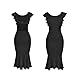 Evening Cocktail Prom Backless Sleeveless Dress Fishtail Midi Dress Fitted Slim Dress in Black and Red (M, Black)