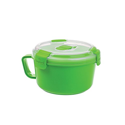 SnapLock by Progressive Noodles To-Go Container - Green, SNL-1004G Easy-To-Open, Leak-Proof Silicone Seal, Snap-Off Lid, Stackable, BPA FREE