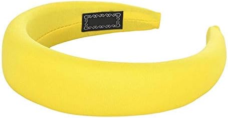 Anglerfish Women Girls Velvet Headband Padded Hairband Wide Hair Hoop Hair Band Hair Styling Accessories Headpiece Sparkly Head Wrap for Women (Yellow)