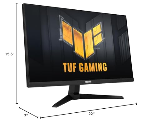Monitor de juegos ASUS TUF Gaming 25” (24,5 visibles) 1080P (VG259Q3A) – FHD, 180 Hz, 1 ms, IPS rápido, desenfoque de movimiento extremadamente bajo, FreeSync, Overdrive variable, parlantes, 99 % sRGB, Shadow Boost Garantía de 3 años