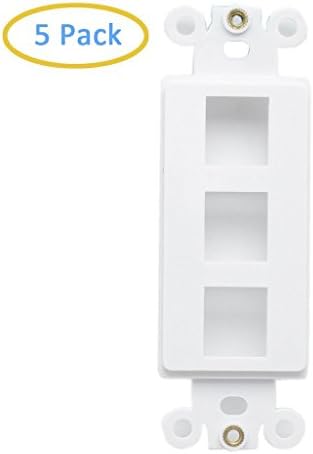 VICTEK QuickPort 3-Port Keystone Plate Decora Insert Wall Plate White - 5 Pack