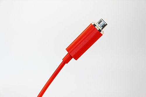 LED Samsung Charging Cable With Duel Port USB Wall Plug Two USB Ports - 2.1A and 1.0A for Samsung and other devices - High Speed Charging Lead with LED Tip Shows Charging or Charged With Plug in Wall Charger Complete Package to Charge your samsung phone or micro usb phone. (Orange)