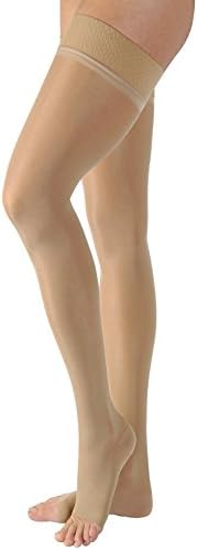 Jobst Ultrasheer 15-20 Thigh High Open Toe Compression Stockings w/ Dot Silicone Band Natural Large