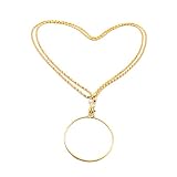 QiCheng&LYS 1-3/4 Inch Optical Magnifier Lens and 36-Inch Gold Chain for Library, Reading Fine Print, Zooming, Increase Vision