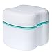 Denture Case,Denture Brush Retainer Case,Denture Cups Bath,Dentures Container with Basket Denture Holder for Travel,Retainer Cleaning Case Green