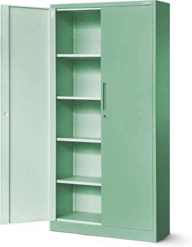Jan Nowak Aktenschrank C001 Büroschrank Metallschrank Stahlschrank Aufbewahrungsschrank Pulverbeschichtet 4 Verstellbare Fachböden Abschließbar 185 cm