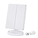 VIBELITE Vanity Makeup Mirror Trifold 24 Led Lighted with Touch Screen, 1x/2x/3x Magnification and Usb Charging, 180° Adjustable Stand for Countertop Cosmetic Makeup