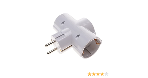 BeMatik - Multiplicador de clavija enchufe schuko triple de color blanco